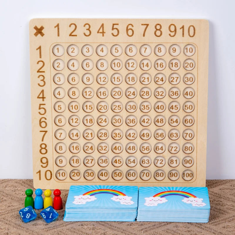 99 Multiplication Board Game Wooden Montessori Kids Learning Educational Toys Math Counting Hundred Board Interactive Thinking