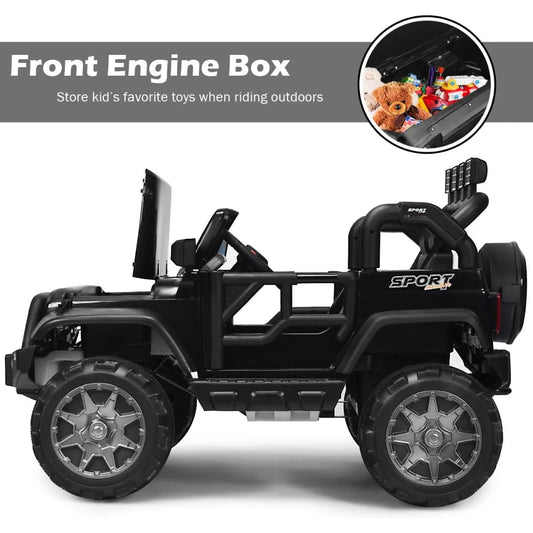 2-Seater Ride on Truck, 12V Battery Powered Electric Vehicle Toy w/Remote Control,Ride on Car for Kids (Black)