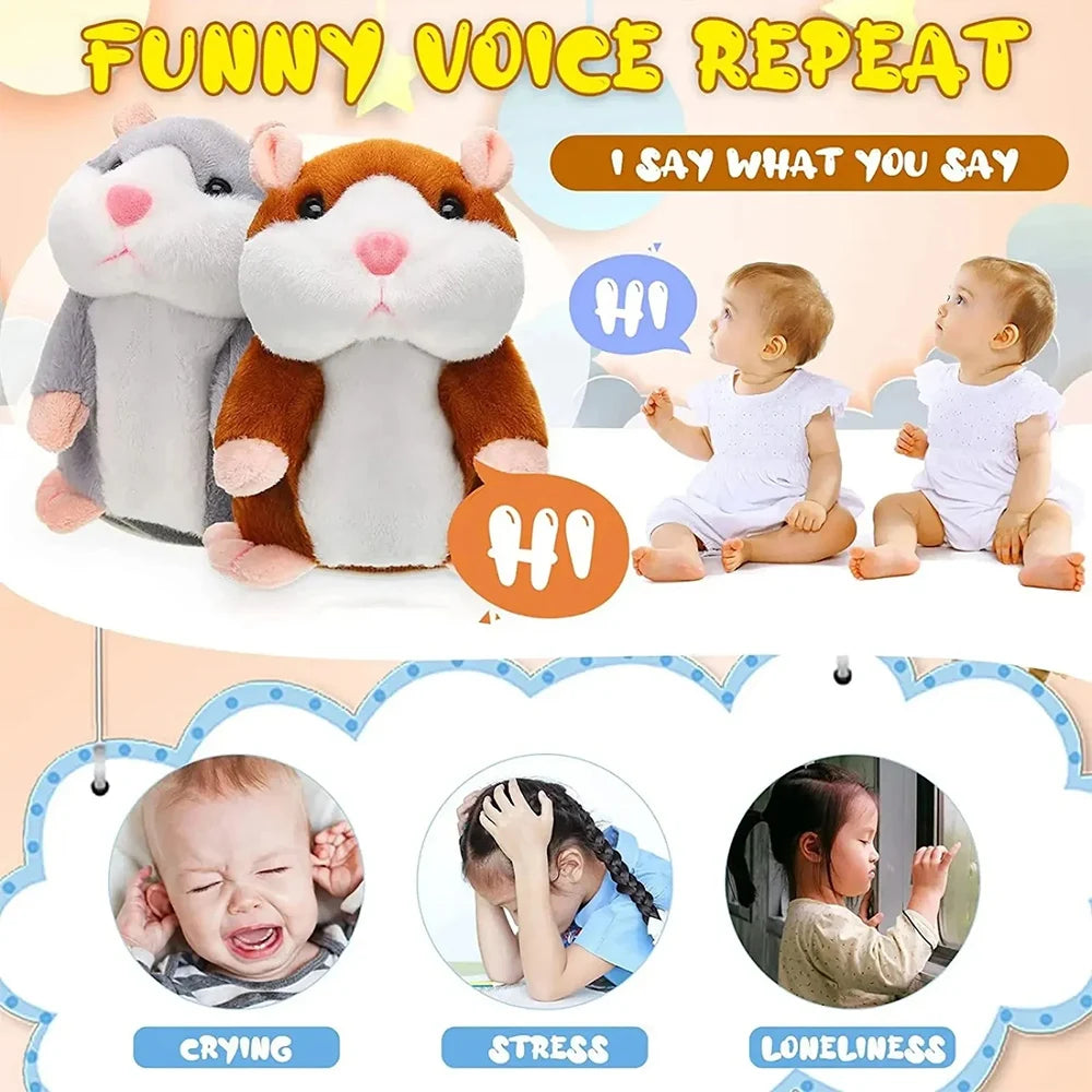 1pc Little Hamster Learn To Imitate Talking,Funny Animal Plush Toy Talking Nod Hamster Doll Soothing Crying Baby Toy Kids Gift