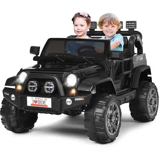 2-Seater Ride on Truck, 12V Battery Powered Electric Vehicle Toy w/Remote Control,Ride on Car for Kids (Black)